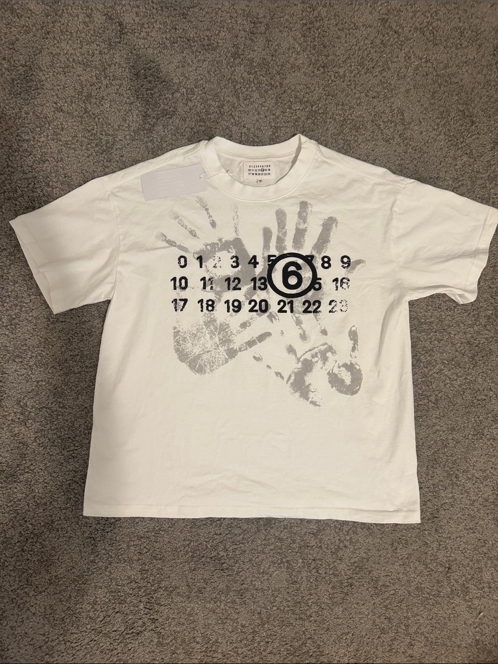 Maison Martin Margiela White Crew Tee with Black Number Motif